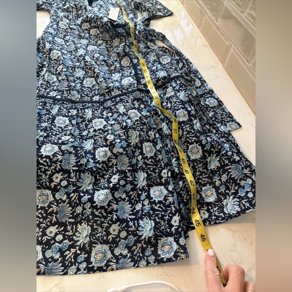 NWT St Roche Pearl Dress in Navy Wrap Around Midi Puff Sleeve Floral Size 4 - Picture 14 of 16